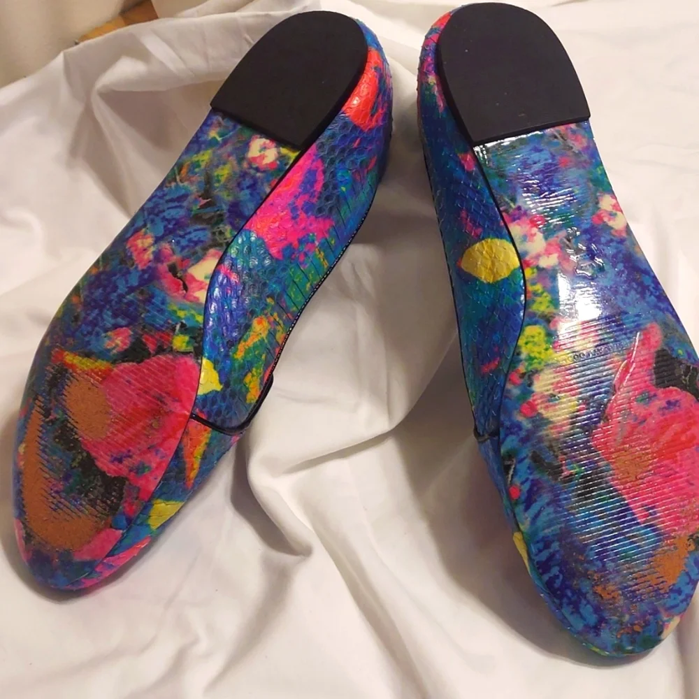 Brian Atwood Multicolored Snakeskin Flats Sz 10/41 GUC